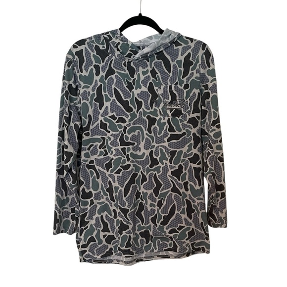Coosa Cotton Other - Coosa Cotton Fishing Long Sleeve Hooded Tshirt Camouflage Pocket EUC So Soft L